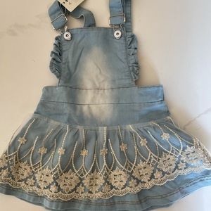 Denim Overall Skirt with lace